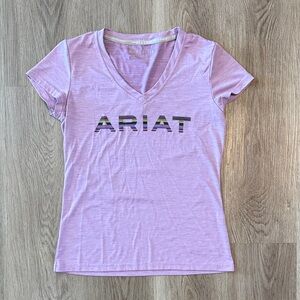 Ariat Lavender Short Sleeve V-Neck Logo Tee